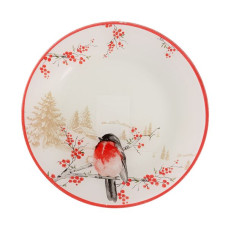 Тарелка стеклянная VIVA Winter Bird 19 см S3008