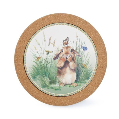 Подставка под горячее d 20 см Fissman Rabbits, доломит, пробковое дерево (арт. 0162)